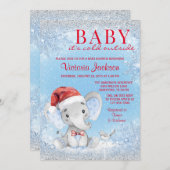 Invitation Baby shower éléphant de Noël garçon (Devant / Derrière)