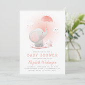 Invitation Baby shower Eléphant et Fille Bunny (Debout devant)
