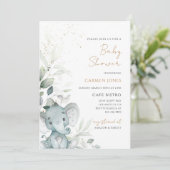 Invitation Baby-Shower Éléphant et Verdure (Debout devant)