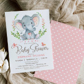Invitation Baby shower éléphant, fille