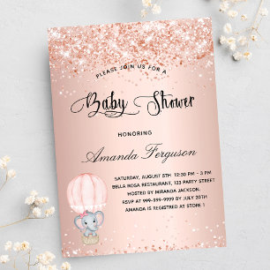 Invitation Baby shower éléphant fille montgolfière montgolfiè