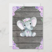 Invitation Baby shower Eléphant fille violet rusti (Dos)