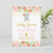 Invitation Baby shower éléphant Floral Boho Douche (Debout devant)