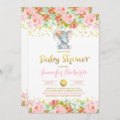 Invitation Baby shower éléphant Floral Boho Douche (Devant / Derrière)