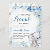 Invitation Baby shower éléphant garçon (Devant / Derrière)