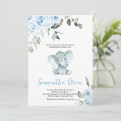 Invitation Baby shower éléphant garçon (Debout devant)