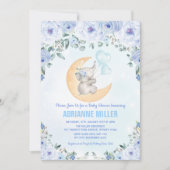Invitation Baby shower éléphant garçon / Aquarelle Bleu Flora (Devant)