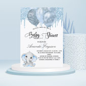 Invitation Baby shower éléphant garçon ballon bleu
