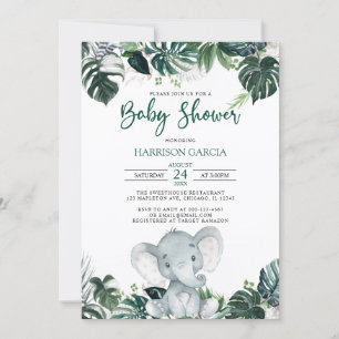 Invitation Baby shower éléphant garçon neutre selon le sexe