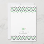 Invitation Baby shower éléphant | Green Grey Chevr (Dos)