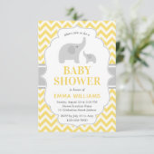 Invitation Baby shower Eléphant gris jaune mou moderne (Debout devant)