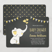 Invitation Baby shower éléphant gris jaune noir (Devant / Derrière)