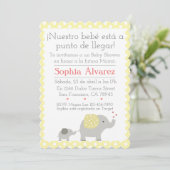 Invitation Baby shower Elephant/Invitación Elefantes (Debout devant)