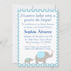 Invitation Baby shower Elephant/Invitación Elefantes