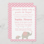 Invitation Baby shower Elephant/Invitación Elefantes (Devant / Derrière)