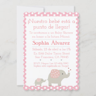 Invitation Baby shower Elephant/Invitación Elefantes
