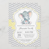 Invitation Baby shower éléphant Jaune et gris (Devant / Derrière)