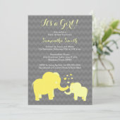 Invitation Baby shower éléphant Jaune et gris (Debout devant)