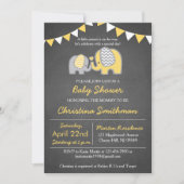 Invitation Baby shower éléphant Jaune et gris (Devant)