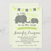 Invitation Baby shower Eléphant Jaune garçon ou fi (Devant / Derrière)