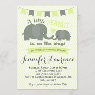Invitation Baby shower Eléphant Jaune garçon ou fi