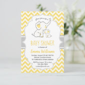 Invitation Baby shower Eléphant Jaune Moderne (Debout devant)