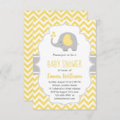 Invitation Baby shower Eléphant Jaune Moderne (Devant / Derrière)