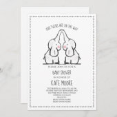 Invitation Baby shower Eléphant Jumeaux (Devant / Derrière)