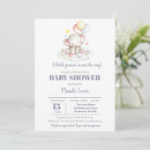 Invitation Baby shower Elephant Little Peanut Boy (Debout devant)