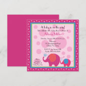 Invitation Baby shower éléphant lumineux et amusant (Devant / Derrière)