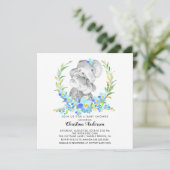 Invitation Baby shower Elephant Maman & Baby (Debout devant)