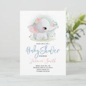 Invitation Baby shower Eléphant mignon (Debout devant)