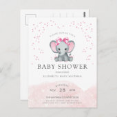 Invitation Baby shower Eléphant mignon (Devant / Derrière)