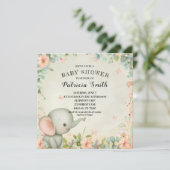 Invitation Baby shower Eléphant mignon (Debout devant)