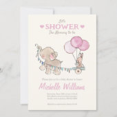 Invitation Baby shower Eléphant mignon (Devant)