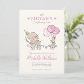 Invitation Baby shower Eléphant mignon (Debout devant)