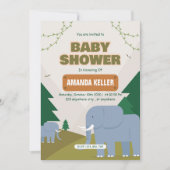 Invitation Baby shower Eléphant mignon (Devant)