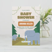 Invitation Baby shower Eléphant mignon (Debout devant)