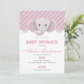 Invitation Baby shower Eléphant mignon (Debout devant)