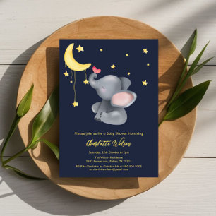Invitation Baby Shower Éléphant Mignon Avec Petit Papillon