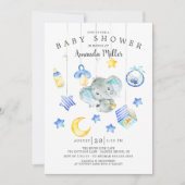 Invitation Baby shower éléphant mobile Baby Boy (Devant)