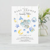 Invitation Baby shower éléphant mobile Baby Boy (Debout devant)