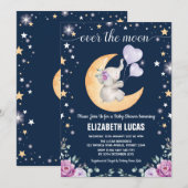Invitation Baby shower Eléphant Moon Twinkle Little Stars (Devant / Derrière)