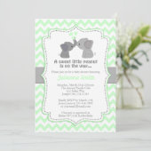 Invitation Baby shower Eléphant Pale Lime Chev 473 (Debout devant)