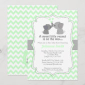 Invitation Baby shower Eléphant Pale Lime Chev 473 (Devant / Derrière)