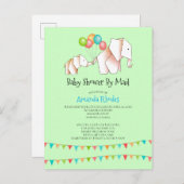 Invitation Baby shower Elephant Par Courrier (Devant / Derrière)