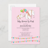 Invitation Baby shower Éléphant Par Mail Pink (Devant / Derrière)