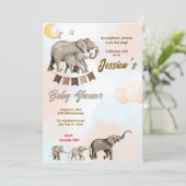 Invitation Baby shower Eléphant Parade (Debout devant)