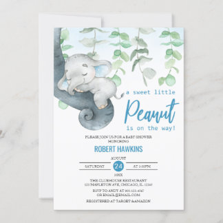 Invitation Baby shower Eléphant Petit Arachide Douce
