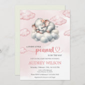 Invitation Baby shower éléphant Petit cacahuète (Devant / Derrière)